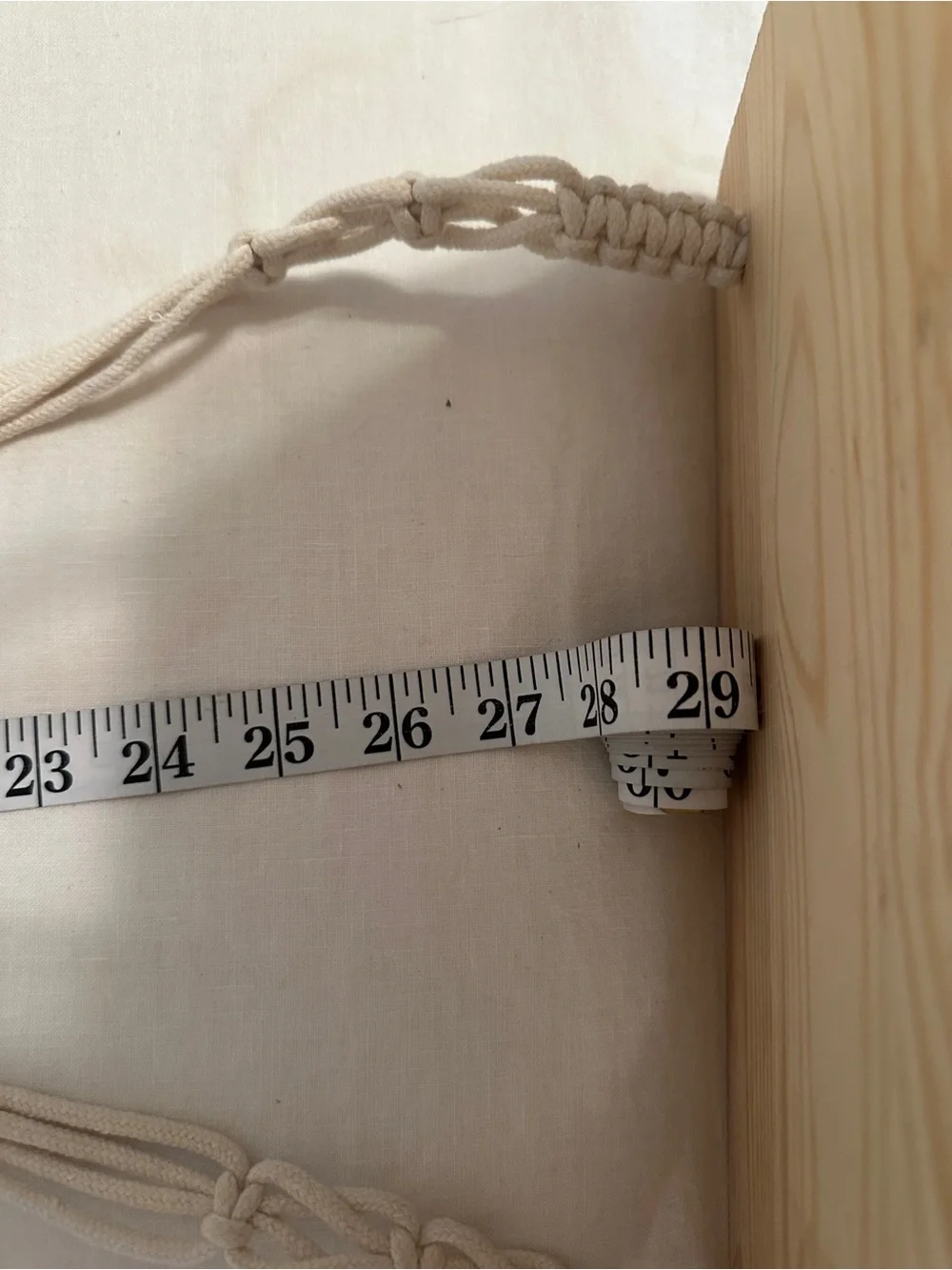 Wooden Hanging Swing Seat with Cream Rope